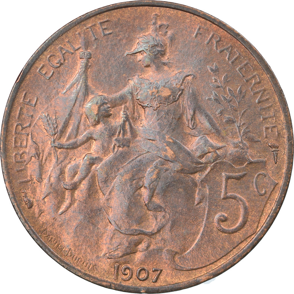 Coin, France, Dupuis, 5 Centimes, 1907, Paris, EF(40-45), Bronze, KM:842