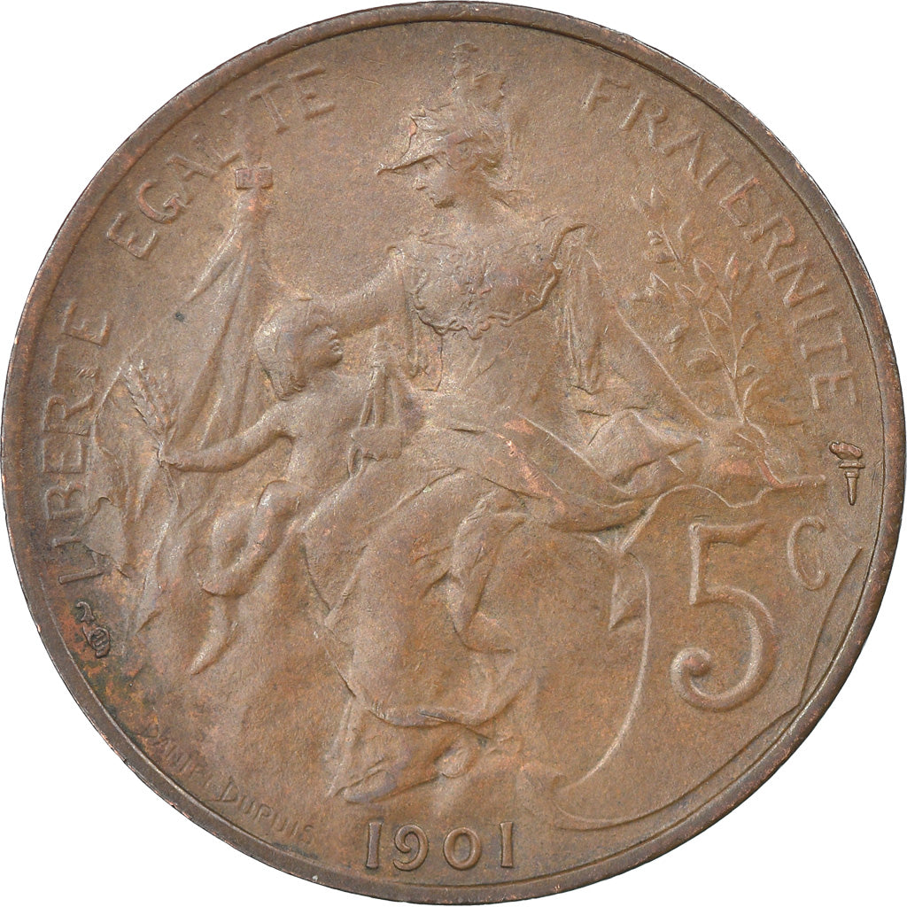 Coin, France, Dupuis, 5 Centimes, 1901, Paris, EF(40-45), Bronze, KM:842