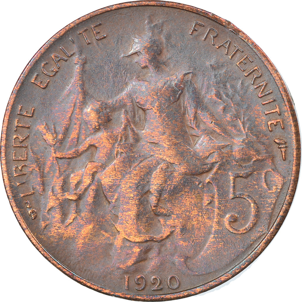 France, Dupuis, 5 Centimes, 1920, Paris, VF(30-35), Bronze, KM:842, Gadoury:165