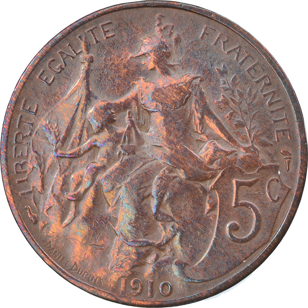 Moeda, França, Dupuis, 5 Centimes, 1910, Paris, VF(30-35), Bronze, KM:842