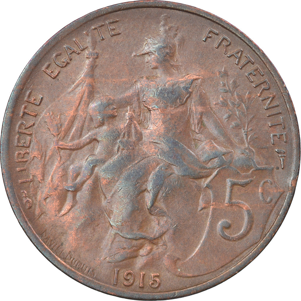 Moneta, Francia, Dupuis, 5 Centimes, 1915, Paris, BB, Bronzo, KM:842