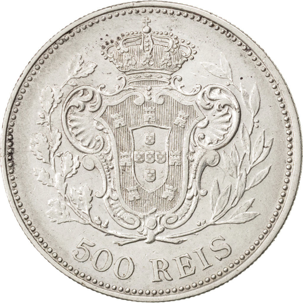 PORTUGAL, 500 Reis, 1908, KM #547, EF(40-45), Silver, 30, 12.32