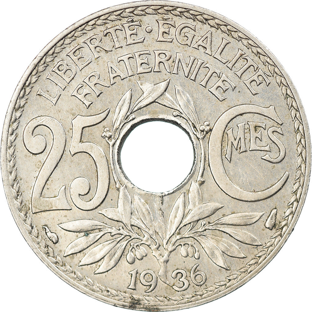 Coin, France, Lindauer, 25 Centimes, 1936, EF(40-45), Copper-nickel, KM:867a