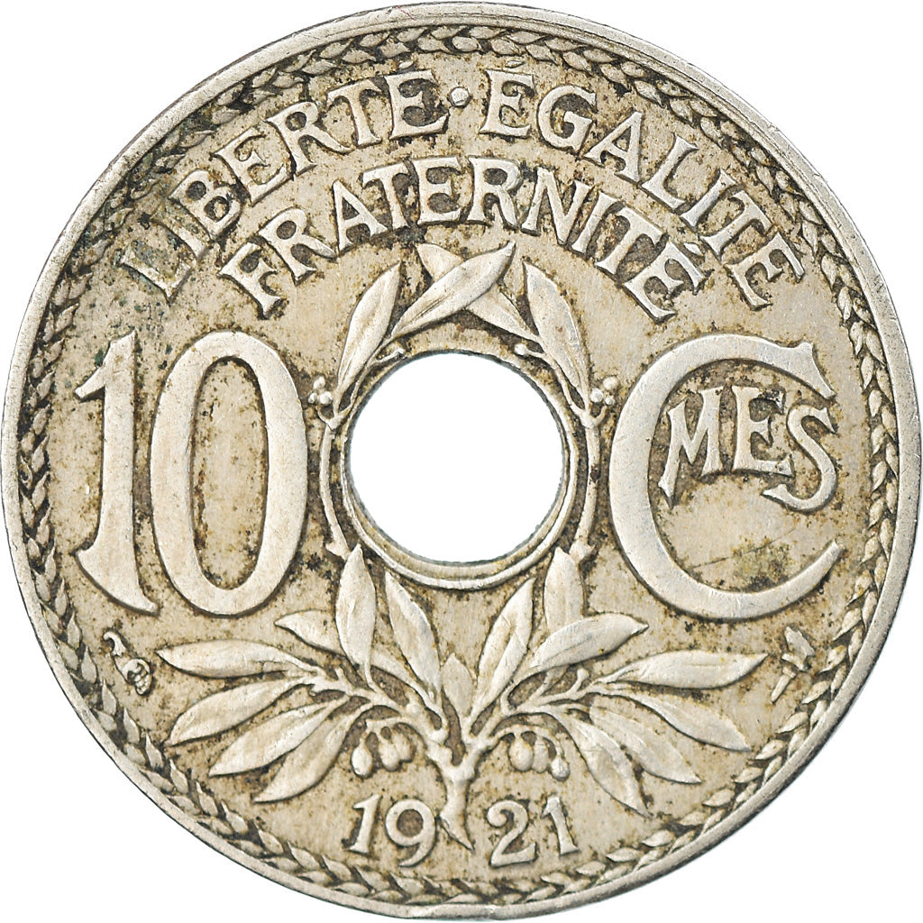 Munten, Frankrijk, Lindauer, 10 Centimes, 1921, Paris, ZF, Copper-nickel