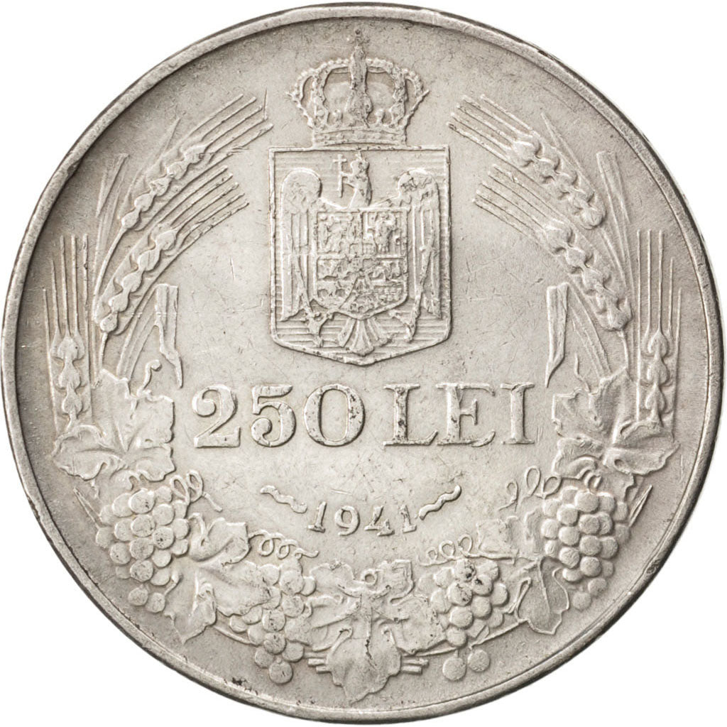 Romania, Mihai I, 250 Lei, 1941, BB, Argento, KM:59.3