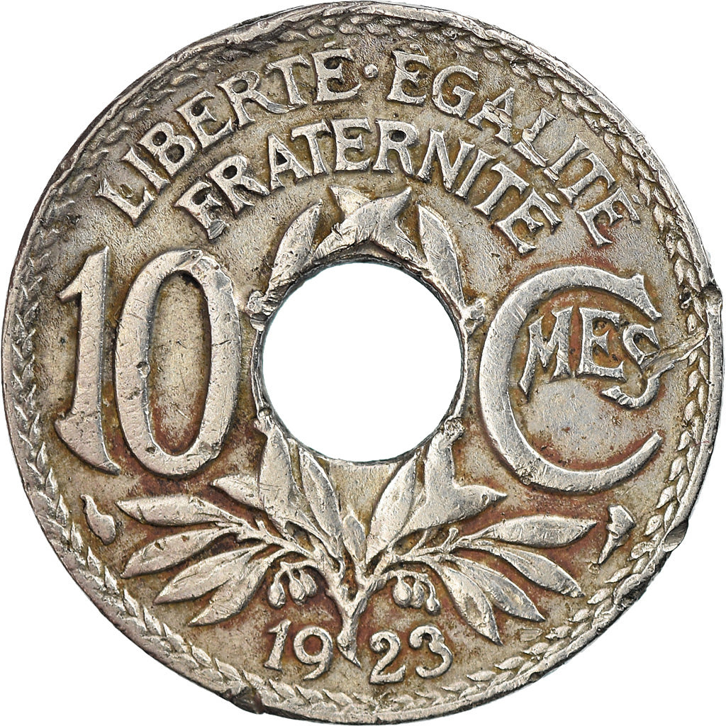Moneda, Francia, Lindauer, 10 Centimes, 1923, Paris, MBC, Cobre - níquel