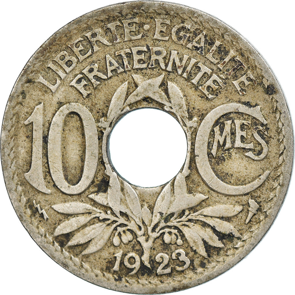 Moneda, Francia, Lindauer, 10 Centimes, 1923, Poissy, MBC, Cobre - níquel