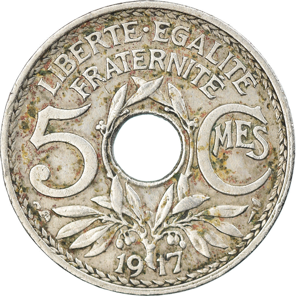 Coin, France, Lindauer, 5 Centimes, 1917, Paris, EF(40-45), Copper-nickel
