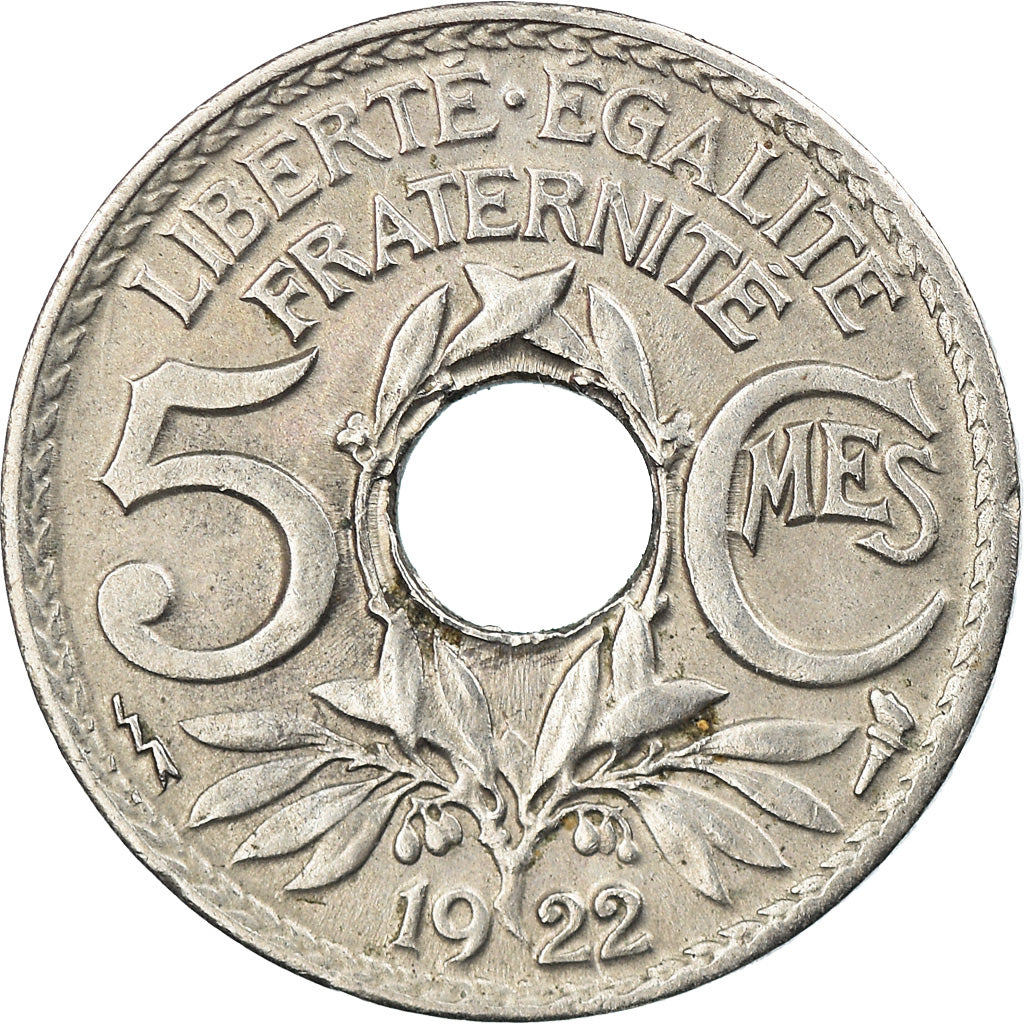 Moneta, Francia, Lindauer, 5 Centimes, 1922, Poissy, BB, Rame-nichel, KM:875