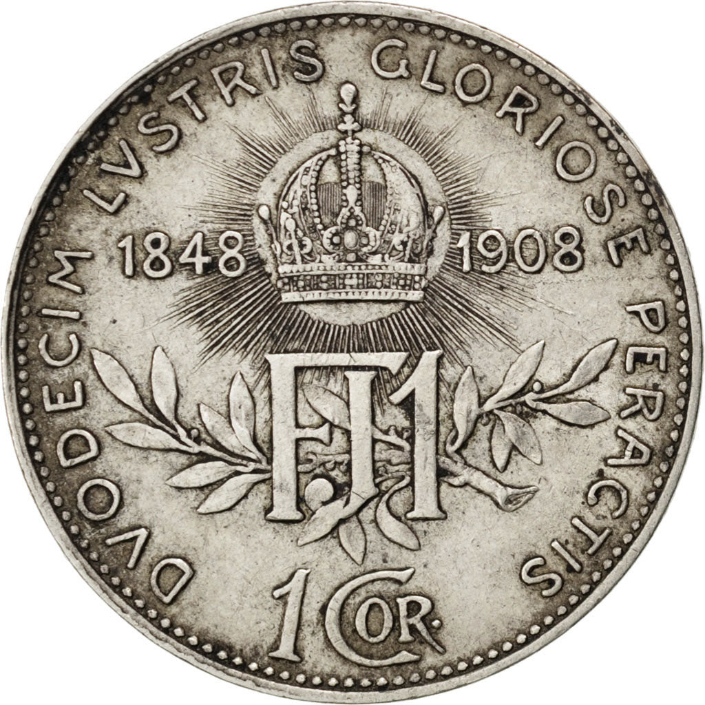 AUSTRIA, Corona, 1908, KM #2808, EF(40-45), Silver, 4.99