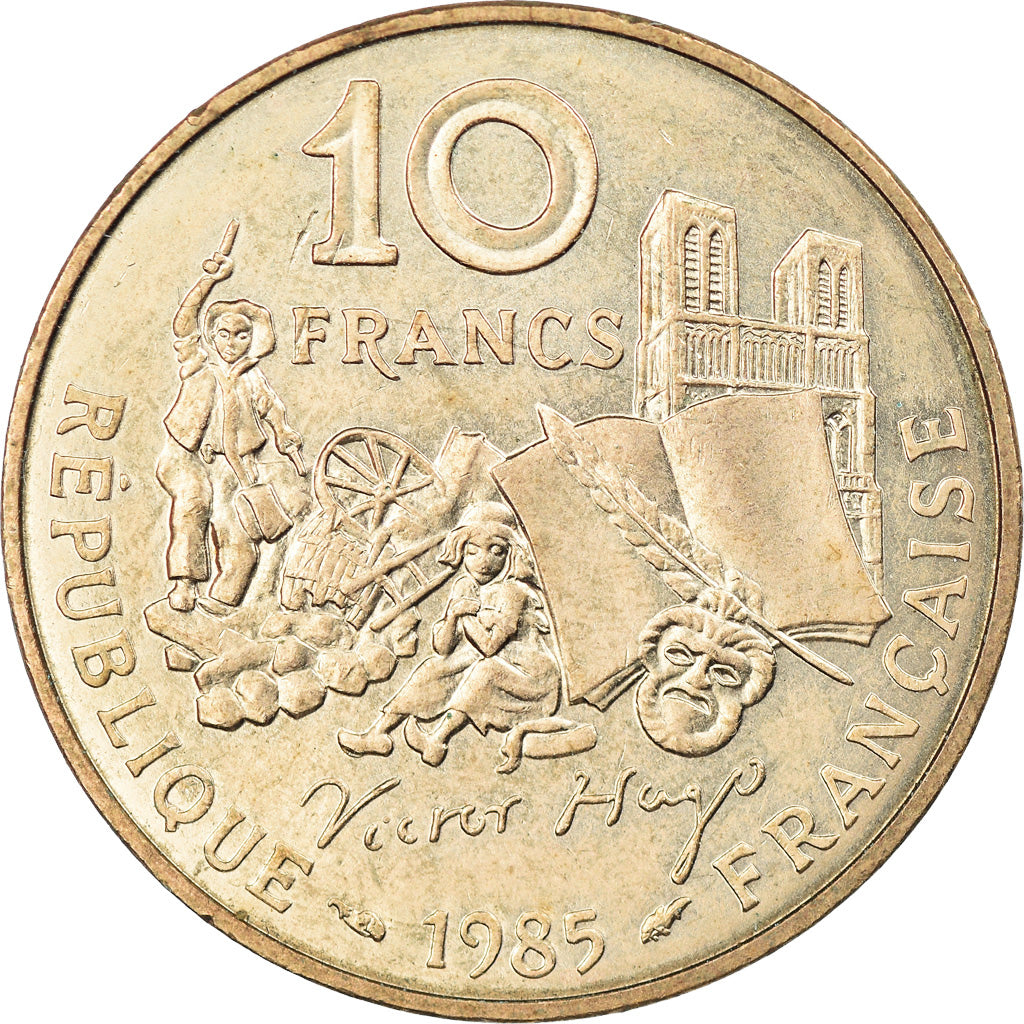 Munten, Frankrijk, Victor Hugo, 10 Francs, 1985, Paris, PR, Nickel-Bronze