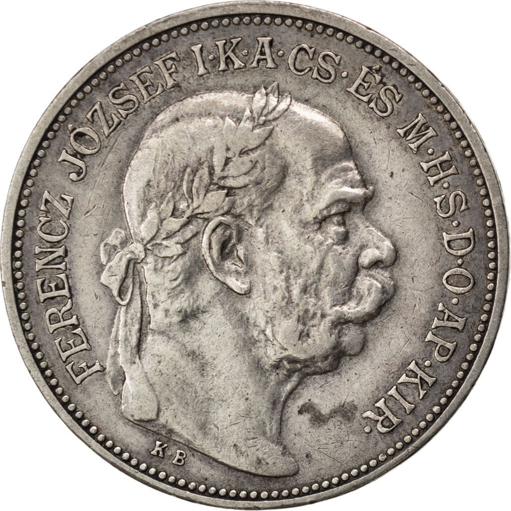 HUNGARY, 2 Korona, 1912, Kormoczbanya, KM #493, EF(40-45), Silver, 9.97