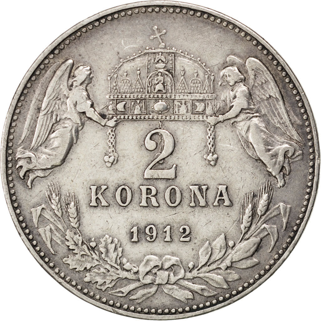 HUNGARY, 2 Korona, 1912, Kormoczbanya, KM #493, EF(40-45), Silver, 9.97