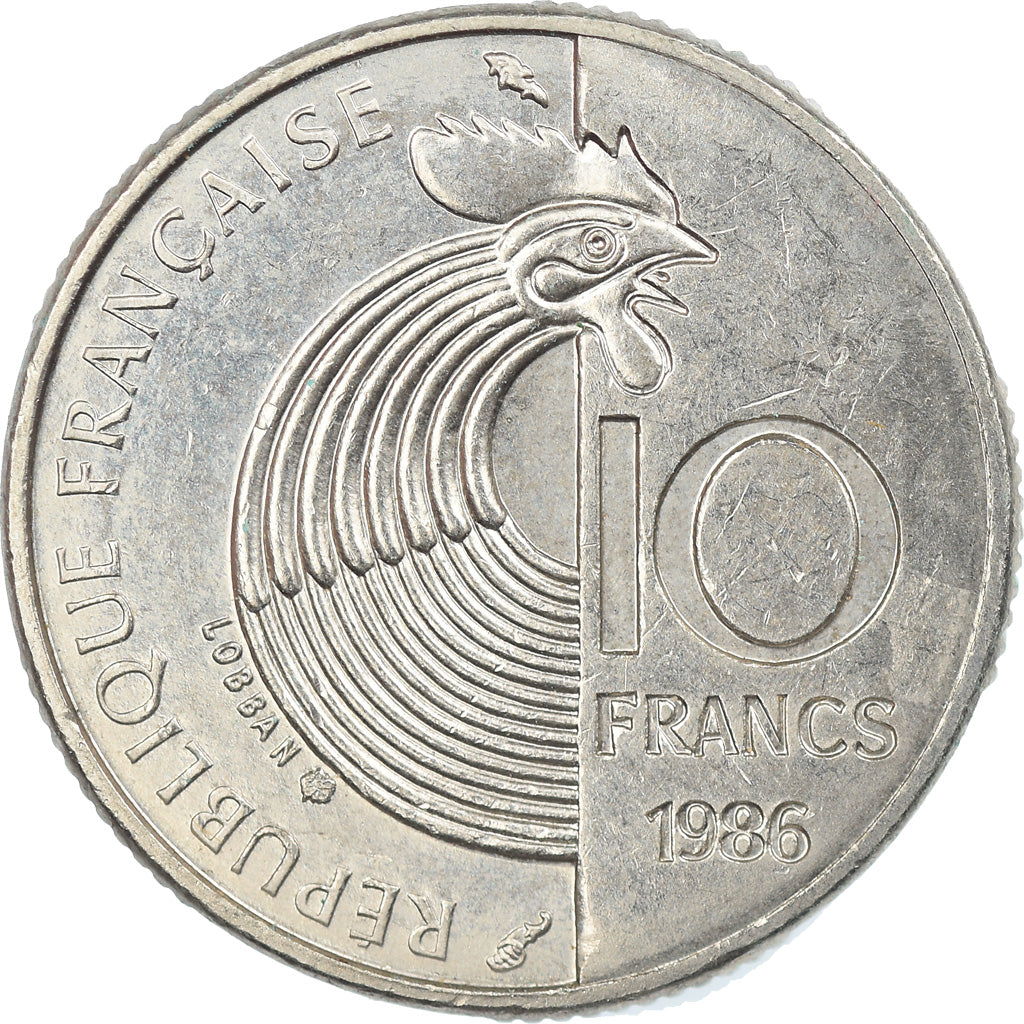 Munten, Frankrijk, Schumann, 10 Francs, 1986, ZF, Nickel, KM:958, Gadoury:825
