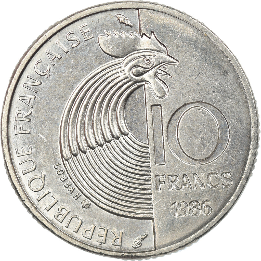 Moneta, Francia, Schumann, 10 Francs, 1986, BB, Nichel, KM:958, Gadoury:825