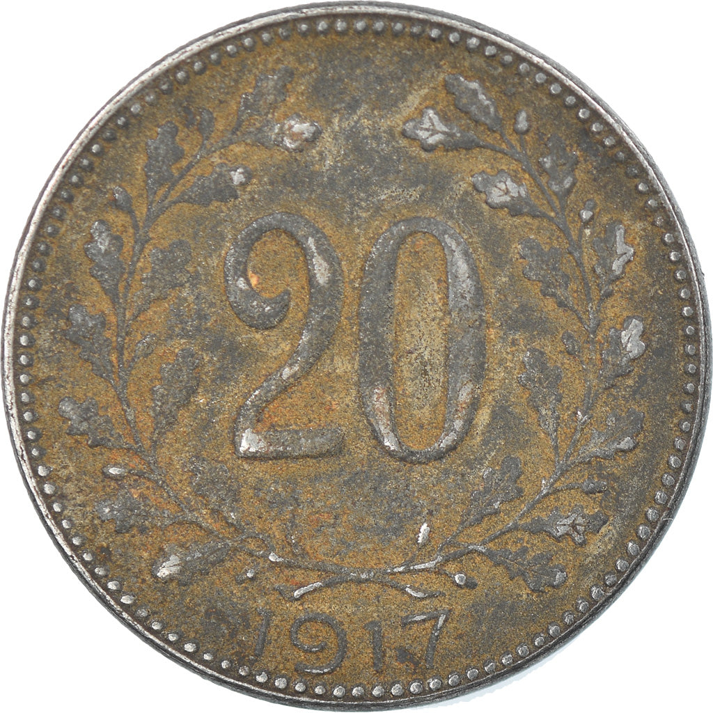 Monnaie, Autriche, Karl I, 20 Heller, 1917, TB+, Iron, KM:2826