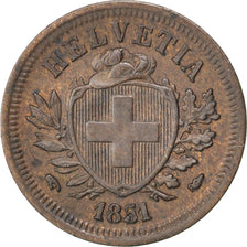 SWITZERLAND, Rappen, 1851, KM #3.1, AU(55-58), Bronze, 1.47