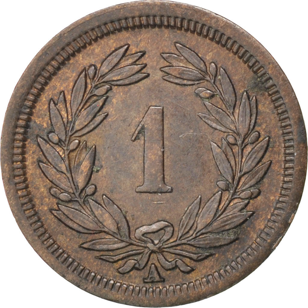 SWITZERLAND, Rappen, 1851, KM #3.1, AU(55-58), Bronze, 1.47