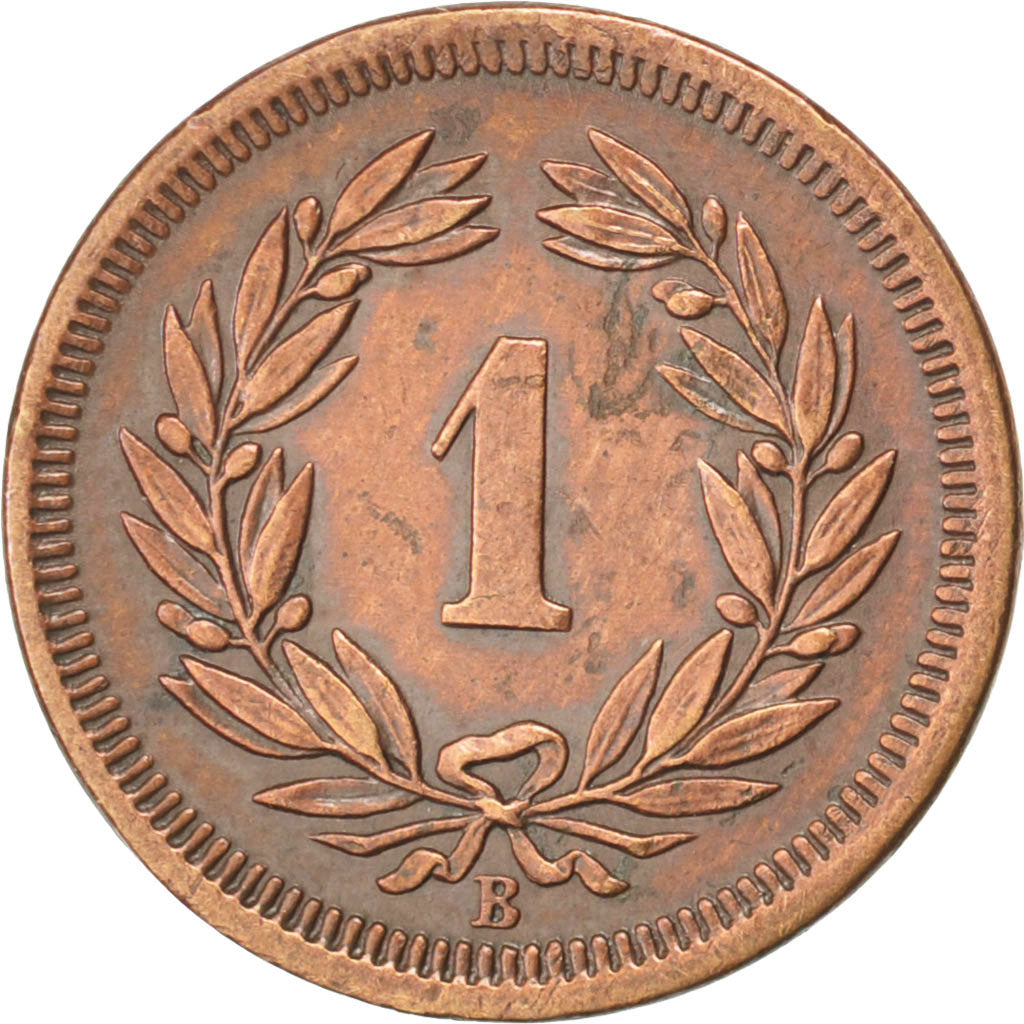 SWITZERLAND, Rappen, 1872, KM #3.1, AU(50-53), Bronze, 1.43