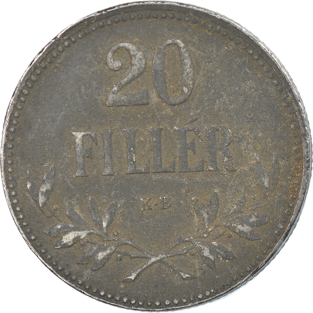 Coin, Hungary, 20 Fillér, 1917, Budapest, VF(20-25), Iron, KM:498