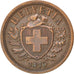 SWITZERLAND, 2 Rappen, 1875, KM #4.1, AU(50-53), Bronze, 20, 2.39