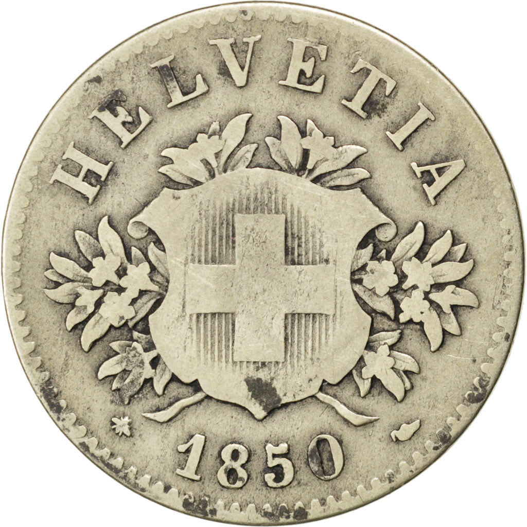 Svizzera, 20 Rappen, 1850, MB, Biglione, KM:7