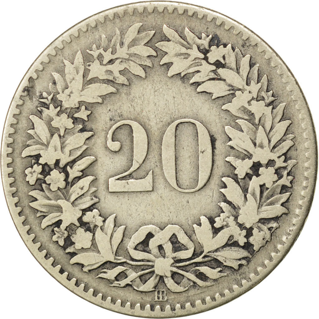 Svizzera, 20 Rappen, 1850, MB, Biglione, KM:7