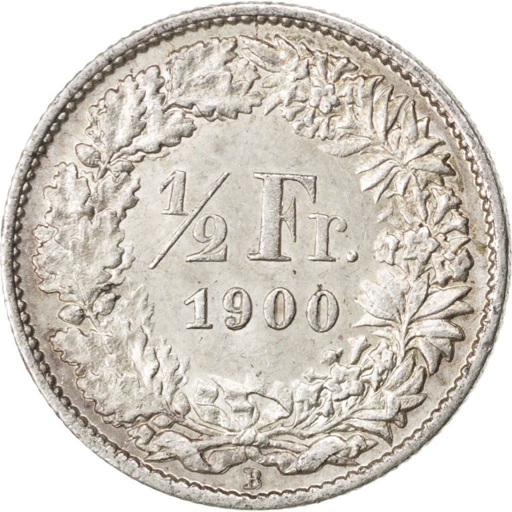 SWITZERLAND, 1/2 Franc, 1900, Bern, KM #23, AU(50-53), Silver, 18.2, 2.49