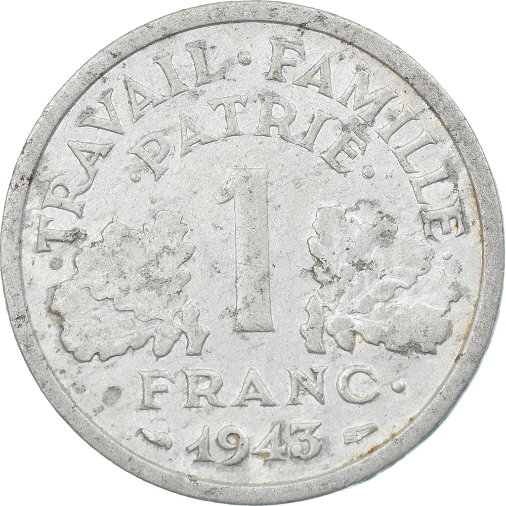 Coin, France, Bazor, Franc, 1943, Beaumont-Le-Rog, EF(40-45), Aluminum, KM:902.2