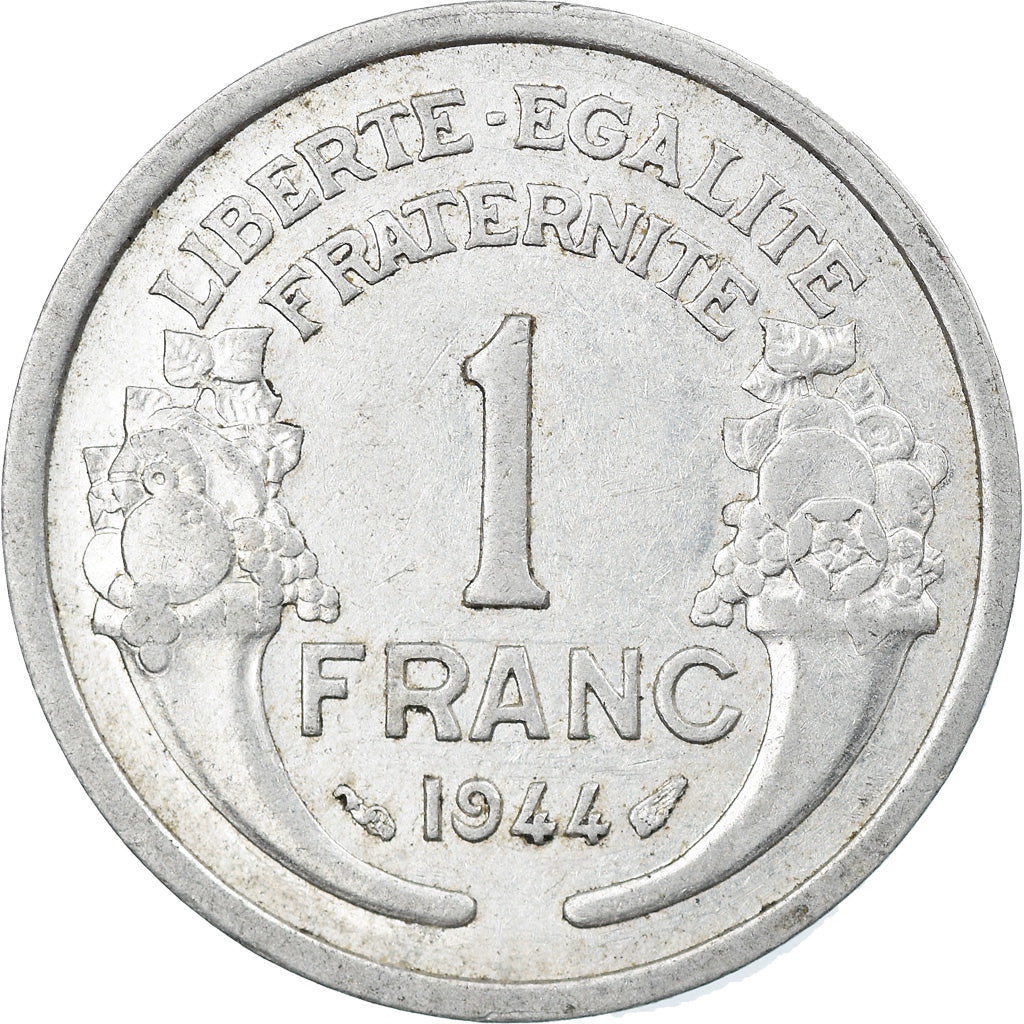Coin, France, Morlon, Franc, 1944, Paris, EF(40-45), Aluminum, KM:885a.1