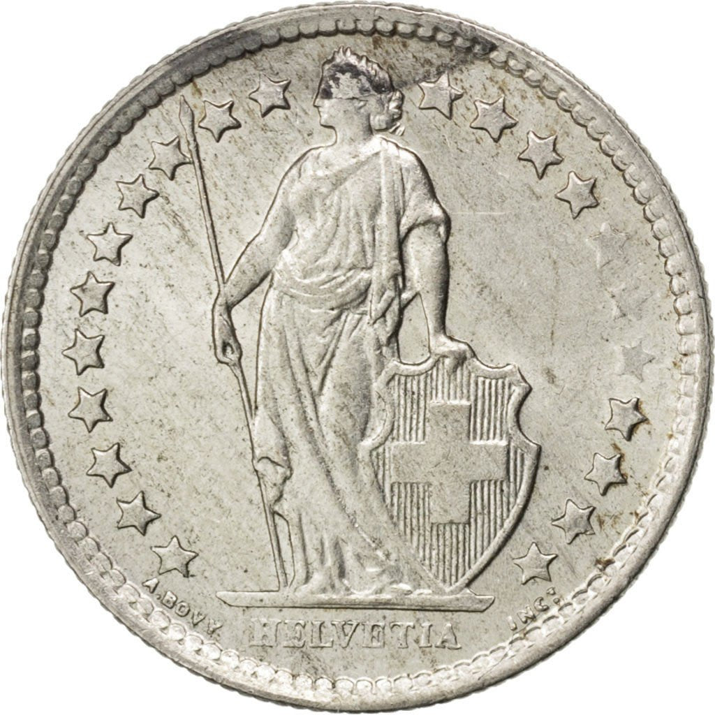 SWITZERLAND, 1/2 Franc, 1959, Bern, KM #23, AU(50-53), Silver, 18.2, 2.51