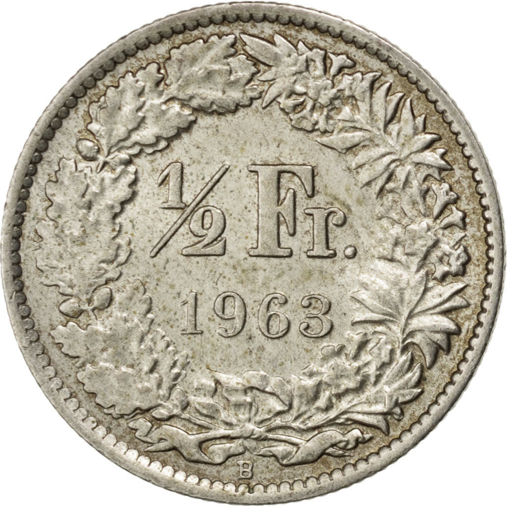 Coin, Switzerland, 1/2 Franc, 1963, AU(55-58), Silver, KM:23