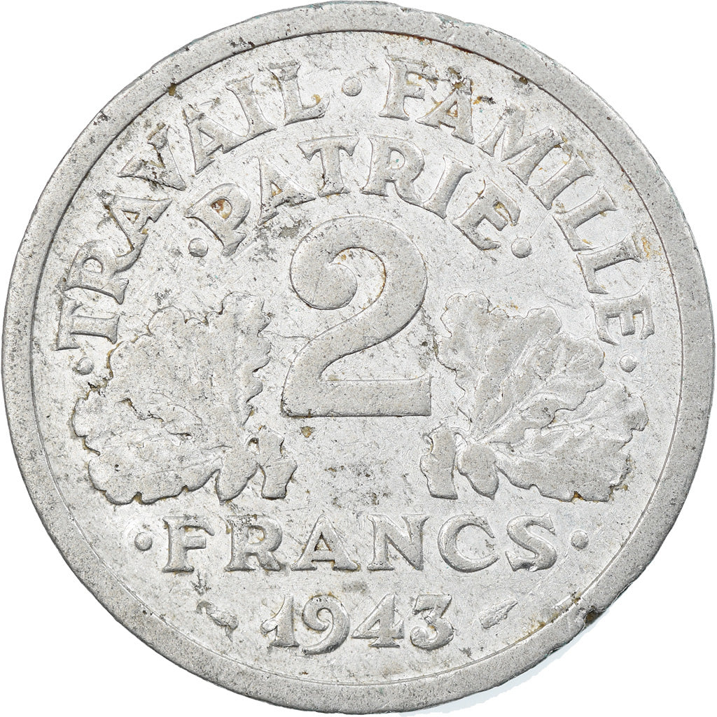 Coin, France, Bazor, 2 Francs, 1943, Beaumont - Le Roger, EF(40-45), Aluminum