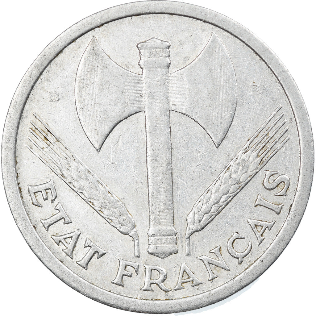 France, Bazor, 2 Francs, 1944, Beaumont - Le Roger, EF(40-45), Aluminum