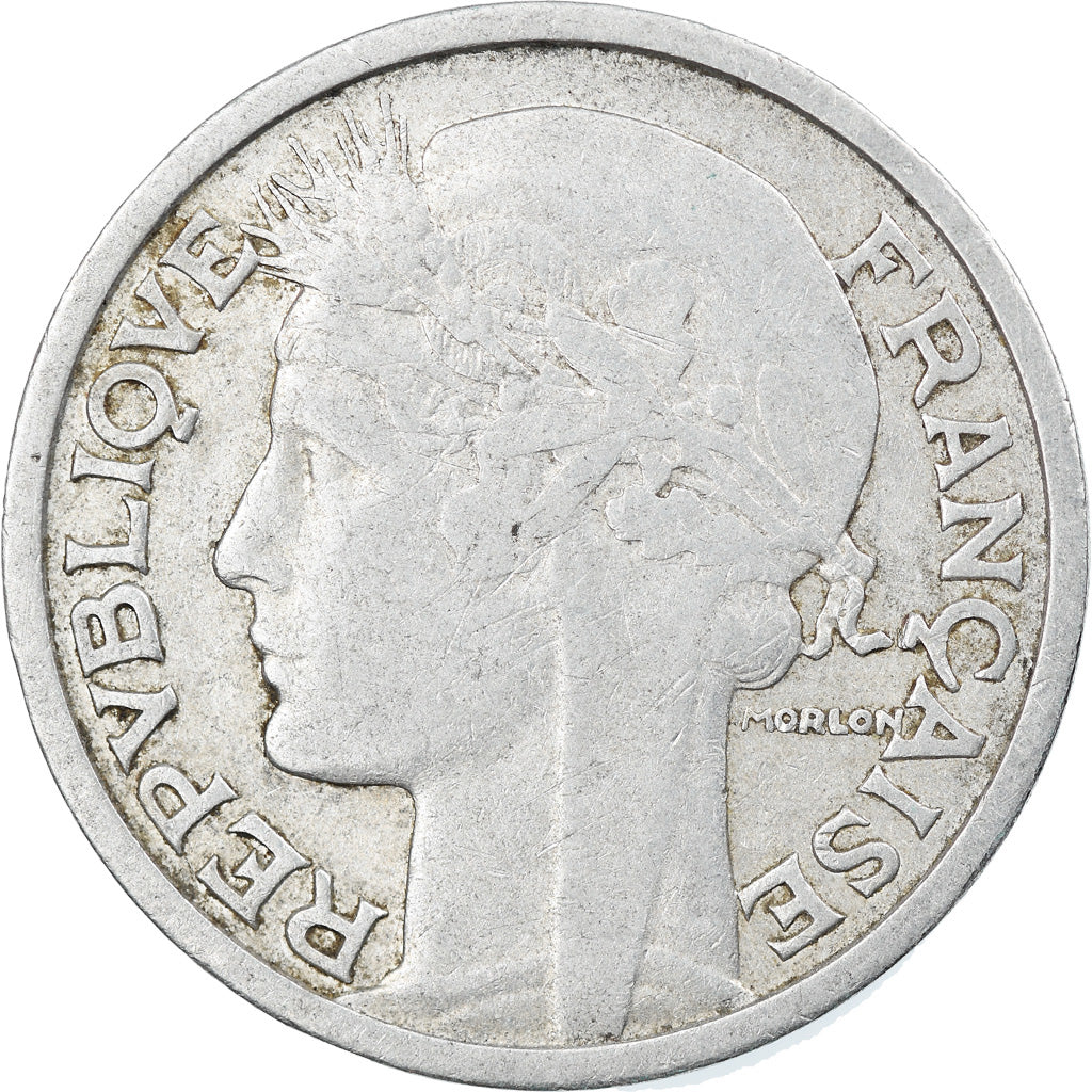 France, Morlon, 2 Francs, 1946, Beaumont - Le Roger, EF(40-45), Aluminum