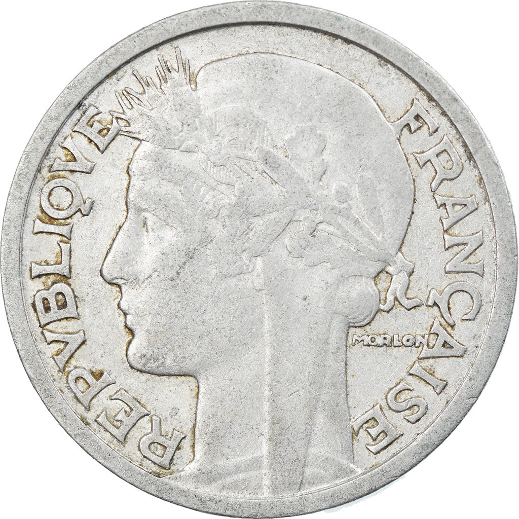 Moeda, França, Morlon, 2 Francs, 1944, Paris, EF(40-45), Alumínio, KM:886a.1