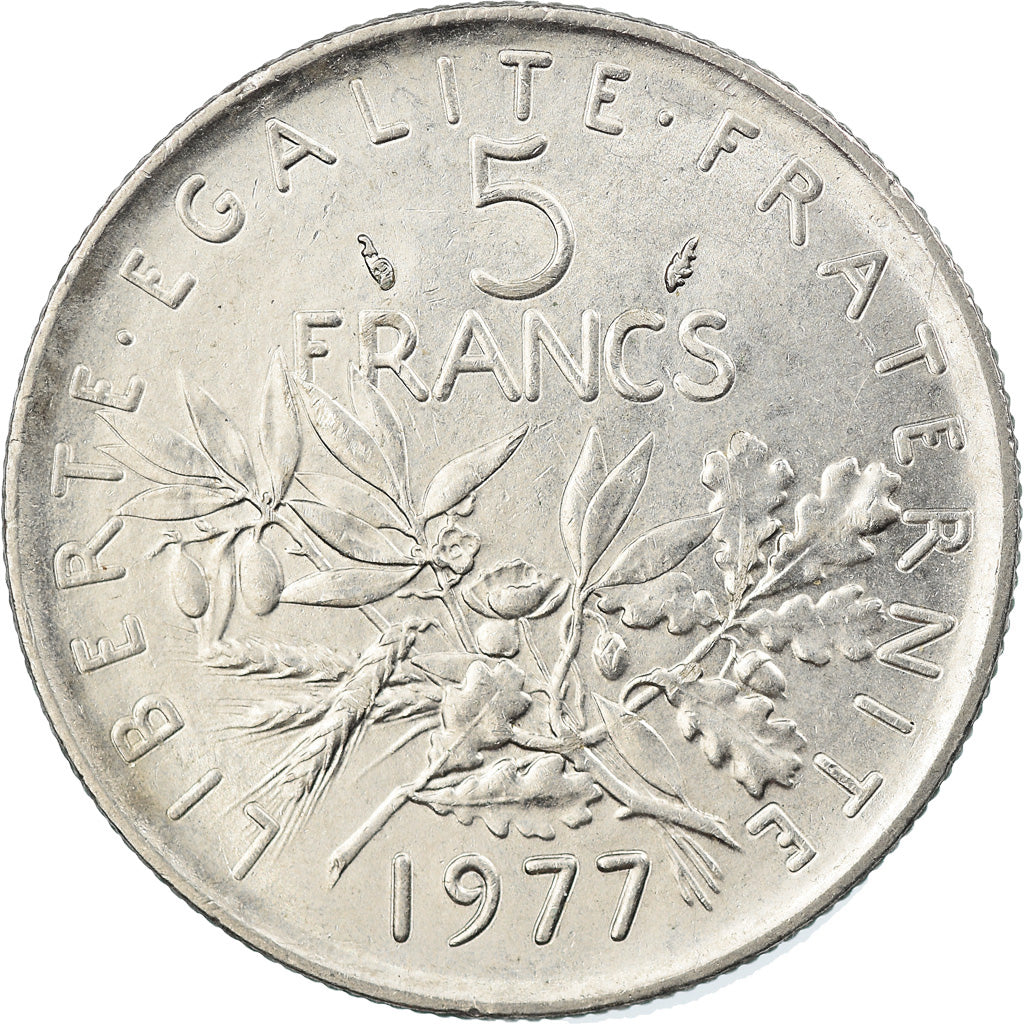 Coin, France, Semeuse, 5 Francs, 1977, Paris, EF(40-45), Nickel Clad