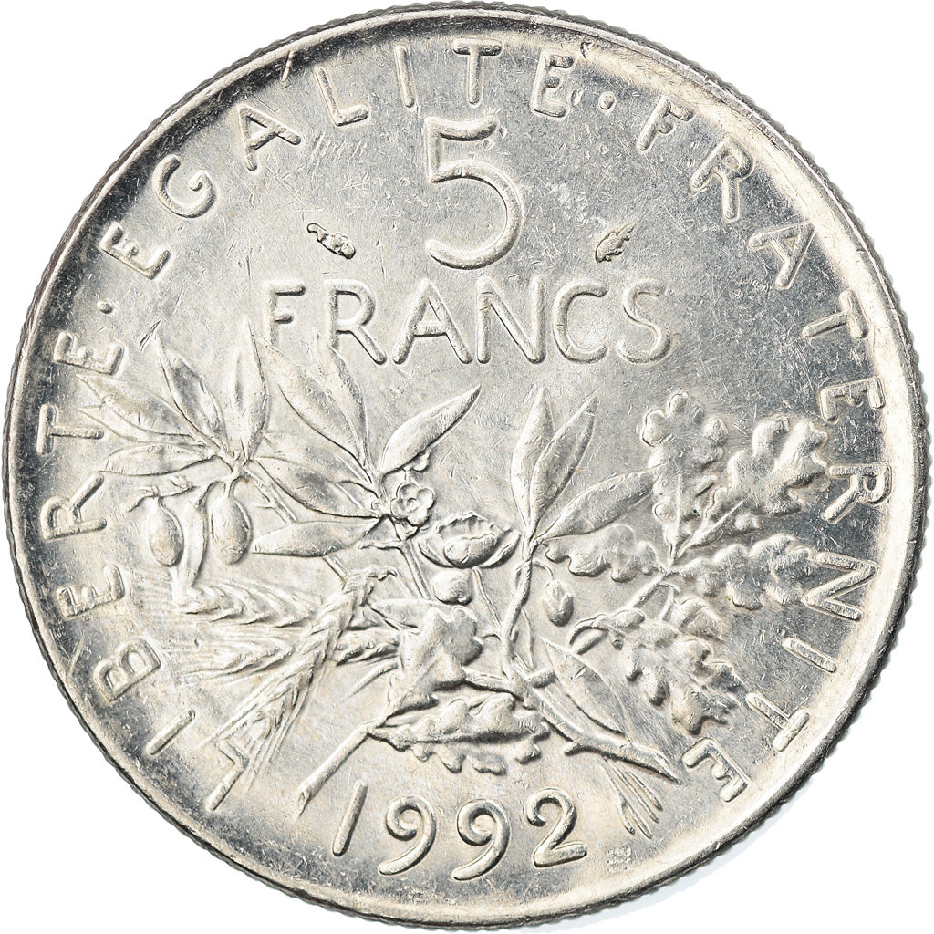 Coin, France, Semeuse, 5 Francs, 1992, Paris, EF(40-45), Nickel Clad