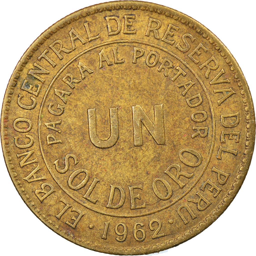 Moneta, Peru, Sol, 1962, EF(40-45), Mosiądz, KM:222