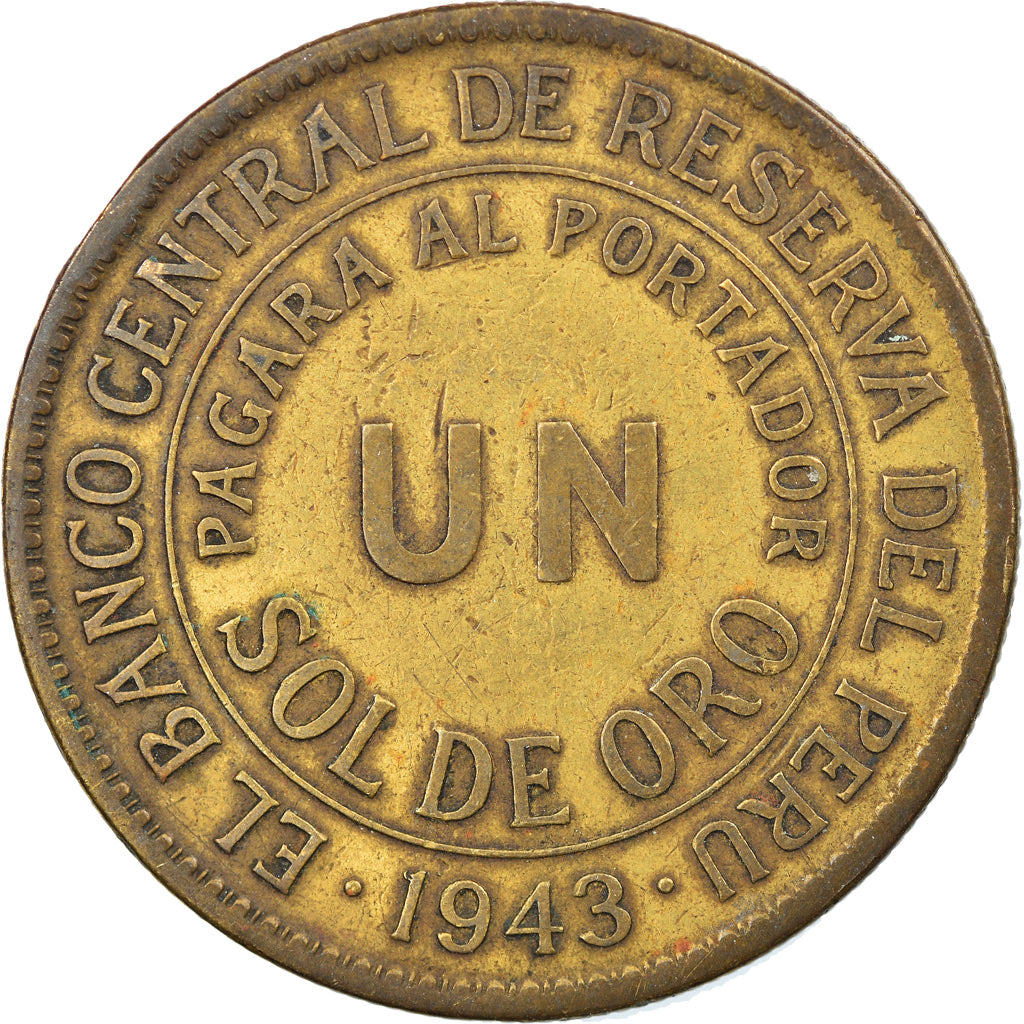 Moneta, Perù, Sol, 1943, BB, Ottone, KM:222