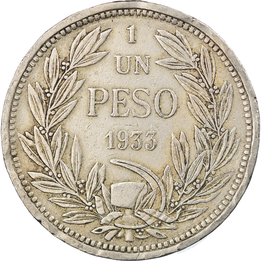Coin, Chile, Peso, 1933, EF(40-45), Copper-nickel, KM:176.1