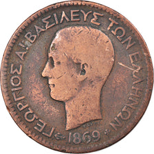 Coin, Greece, George I, 10 Lepta, 1869, Strassburg, VF(20-25), Copper, KM:43