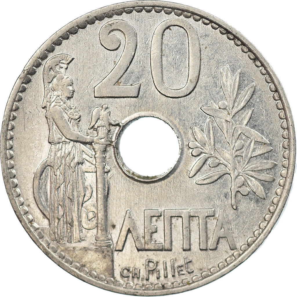 Coin, Greece, George I, 20 Lepta, 1912, AU(55-58), Nickel, KM:64