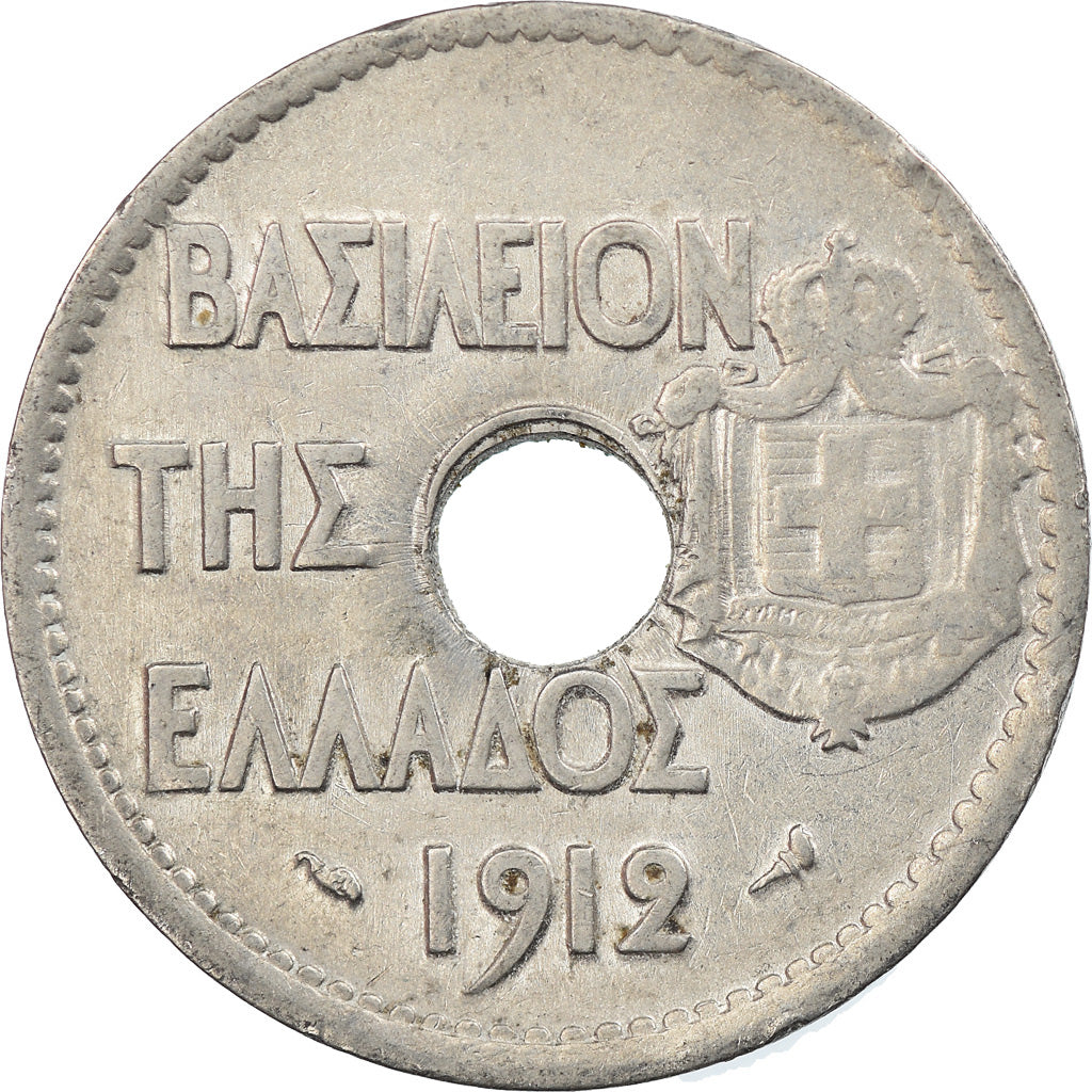 Coin, Greece, George I, 20 Lepta, 1912, AU(55-58), Nickel, KM:64