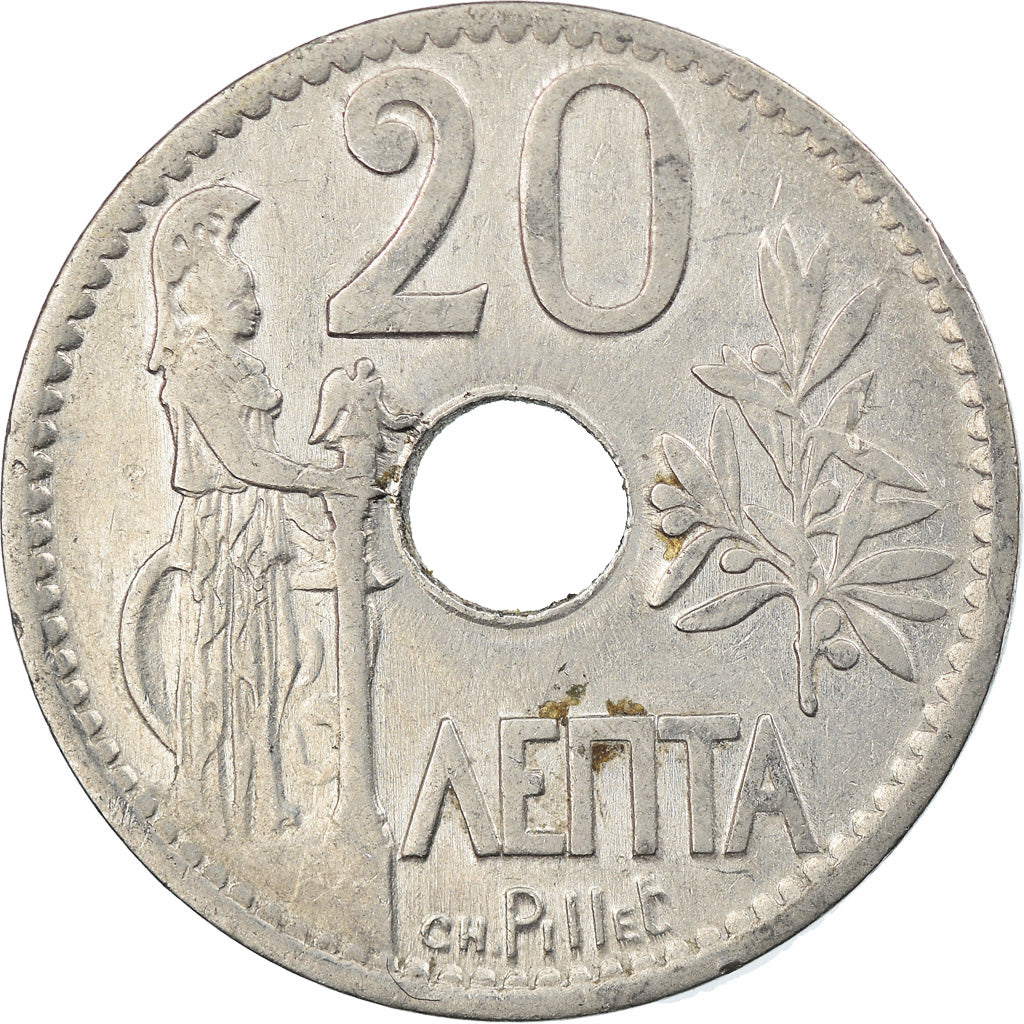 Coin, Greece, George I, 20 Lepta, 1912, AU(55-58), Nickel, KM:64