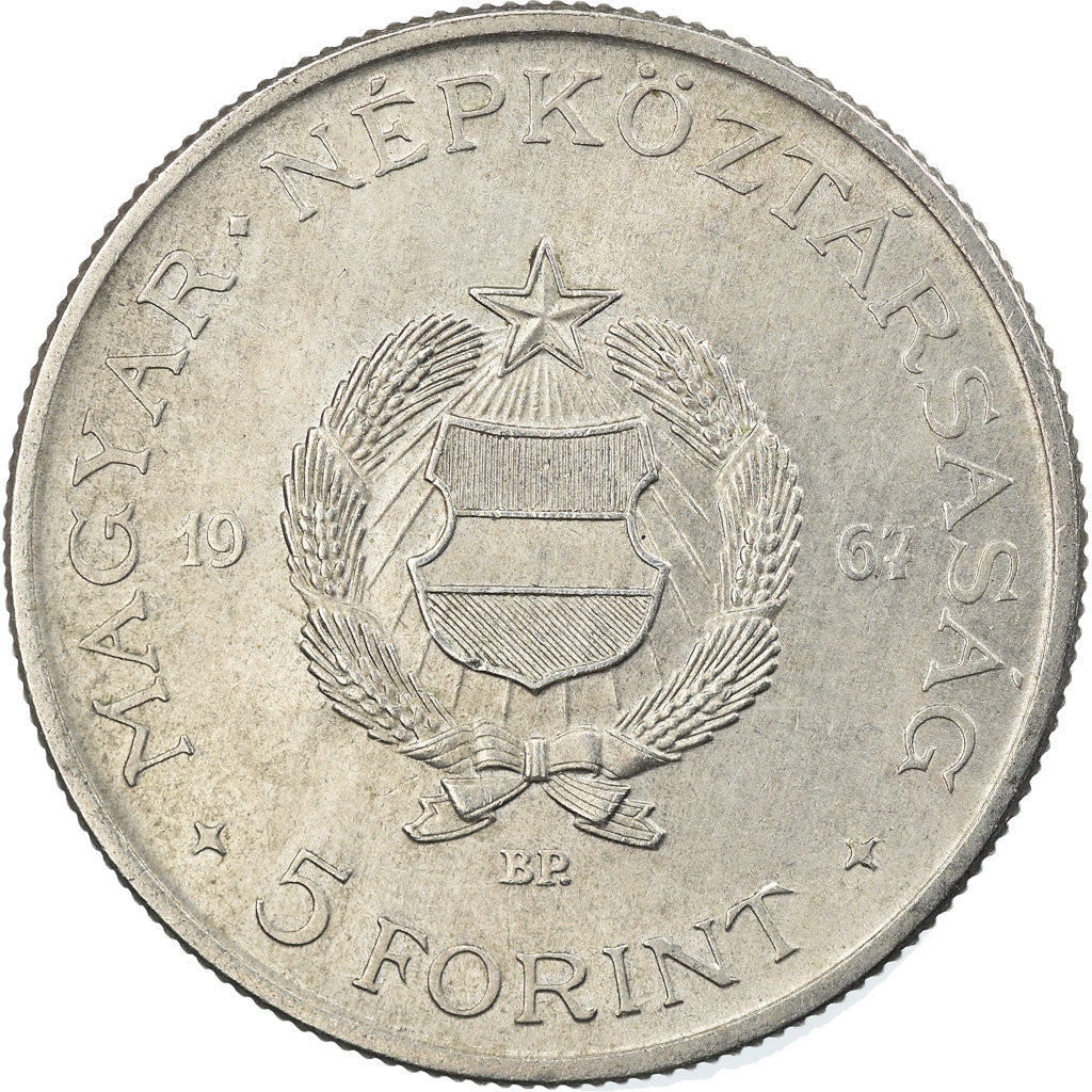 Coin, Hungary, 5 Forint, 1967, Budapest, EF(40-45), Copper-nickel, KM:576