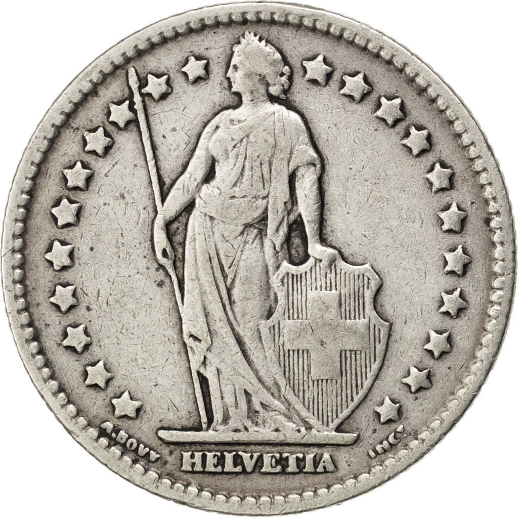 SWITZERLAND, Franc, 1906, KM #24, EF(40-45), Silver, 23.2, 4.93