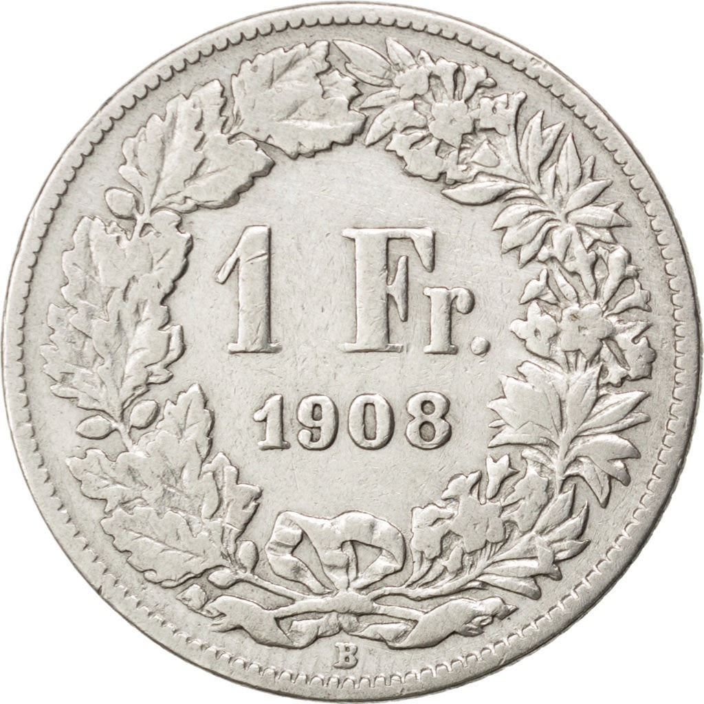 Svizzera, Franc, 1908, MB, Argento, KM:24
