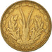 Moneda, Estados del África Occidental, 25 Francs, 1975, BC+, Aluminio - bronce