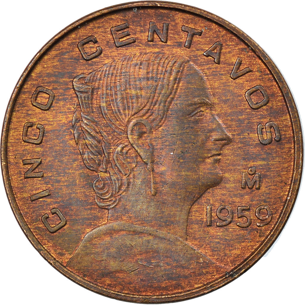 Moneta, Messico, 5 Centavos, 1959, Mexico City, BB, Ottone, KM:426